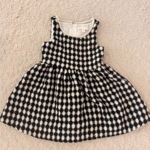 GB Girls Monochrome Checkered Dress with Pearl Accents